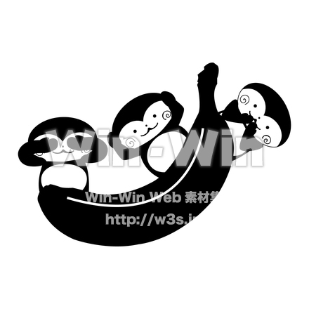日光三猿のシルエット素材 W-022722