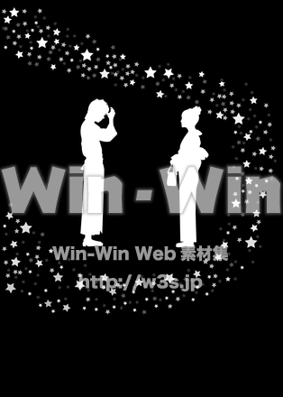 七夕　一枚絵のシルエット素材 W-022988