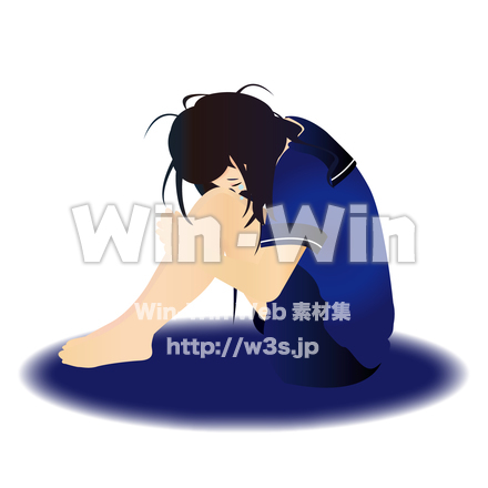登校拒否する女の子のCG・イラスト素材 W-023046