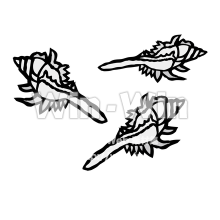 貝殻のシルエット素材 W-023424