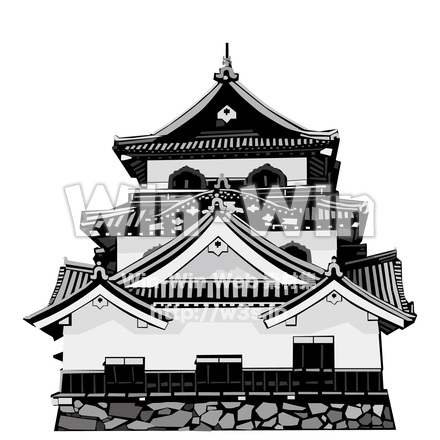 国宝　彦根城のシルエット素材 W-023091