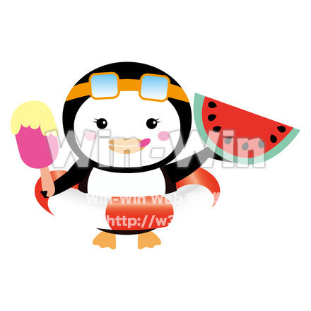 夏のペンギンのCG・イラスト素材 W-022525