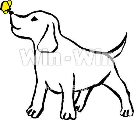 蝶と遊ぶ犬のCG・イラスト素材 W-023977
