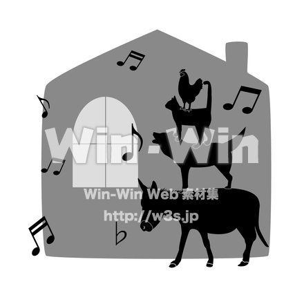ブレーメンの音楽隊のシルエット素材 W-022824