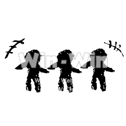 手書き「人々」のシルエット素材 W-023478