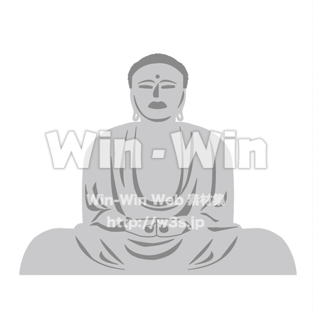 鎌倉大仏のシルエット素材 W-023073