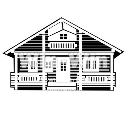 ログハウスのシルエット素材 W-023768