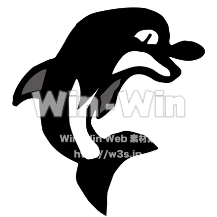 イルカジャンプ続けのシルエット素材 W-023431