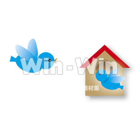 とりと巣箱のCG・イラスト素材 W-022619