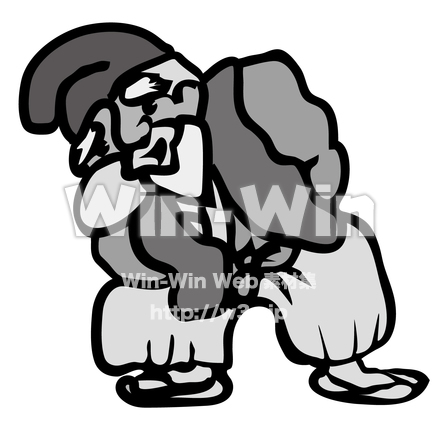 こぶとりじいさんのシルエット素材 W-023089