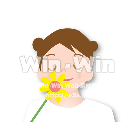 花と少女のCG・イラスト素材 W-022139