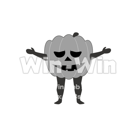 ハロウィン「かぼちゃ人間」のシルエット素材 W-022946