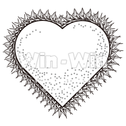 とげとげのハートのエンブレムのシルエット素材 W-023138