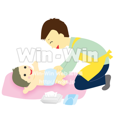 おむつ替えのCG・イラスト素材 W-023190