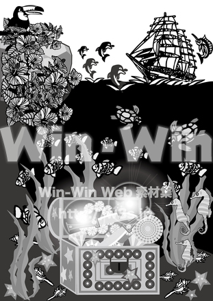 海の宝物のシルエット素材 W-023436