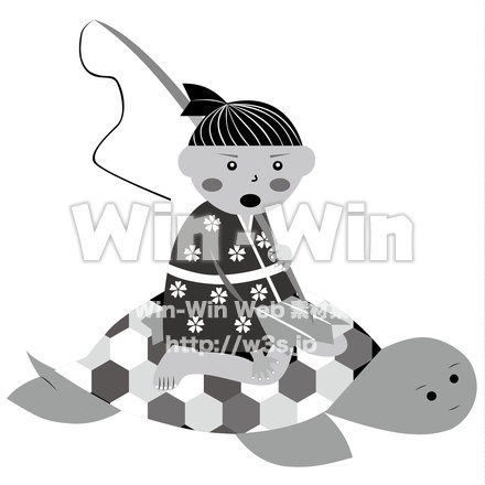   浦島太郎のシルエット素材 W-022148