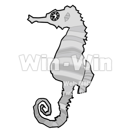 たつのおとしごのシルエット素材 W-023416