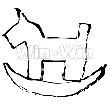 手書き「木馬」のシルエット素材 W-023482
