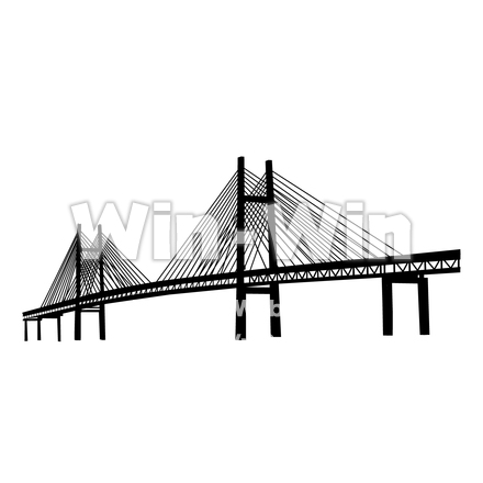 横浜ベイブリッジのシルエット素材 W-023575