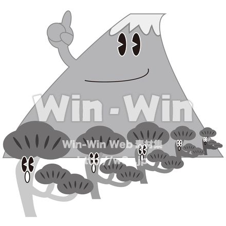 富士山と三保の松原のシルエット素材 W-022916