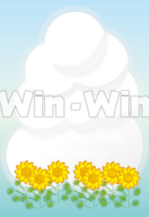 入道雲とひまわりの群生のCG・イラスト素材 W-022761