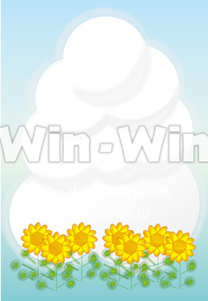 入道雲とひまわりの群生のCG・イラスト素材 W-022660