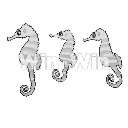 たつのおとしご親子のシルエット素材 W-023418