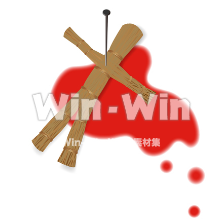呪いグッズ　藁人形と五寸釘のCG・イラスト素材 W-023081