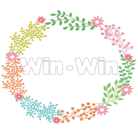 春の花のリースのCG・イラスト素材 W-023861