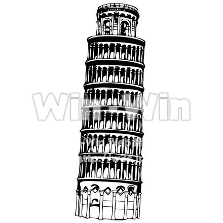 ピサの斜塔のシルエット素材 W-022129