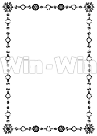 雪の結晶のフレームのシルエット素材 W-022037