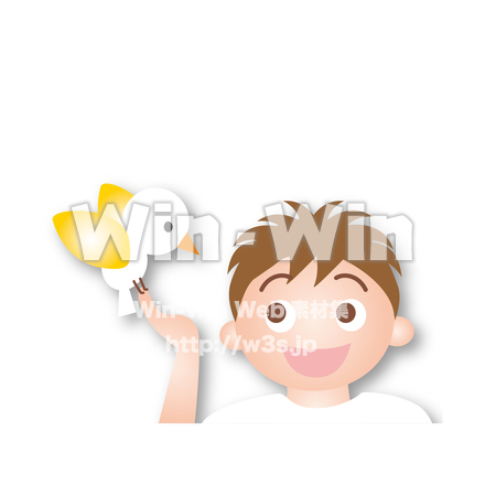 ことりと男の子のCG・イラスト素材 W-022137