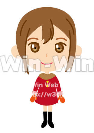 冬のコートを着た女の子のCG・イラスト素材 W-025091
