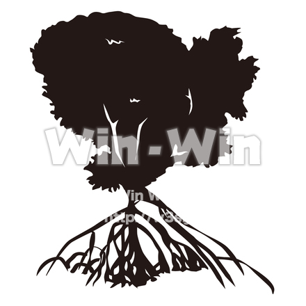 マングローブの木のシルエット素材 W-025756