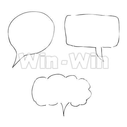 手書き吹き出し3種のシルエット素材 W-025824