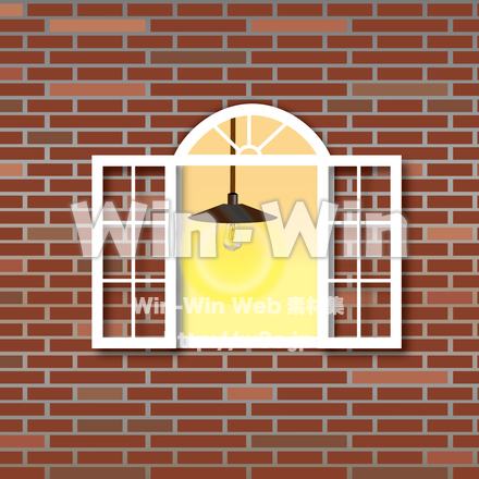 洋風窓と赤レンガのCG・イラスト素材 W-025057