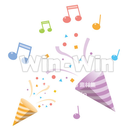 クラッカーと音符のCG・イラスト素材 W-025870