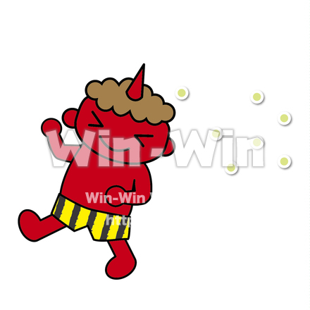 豆から逃げる鬼のCG・イラスト素材 W-024317