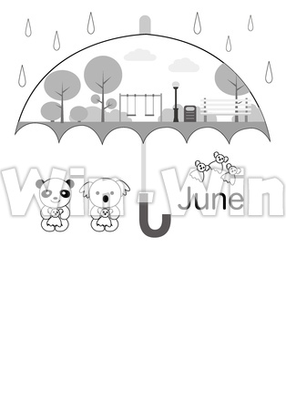 ６月のカレンダーのシルエット素材 W-024358