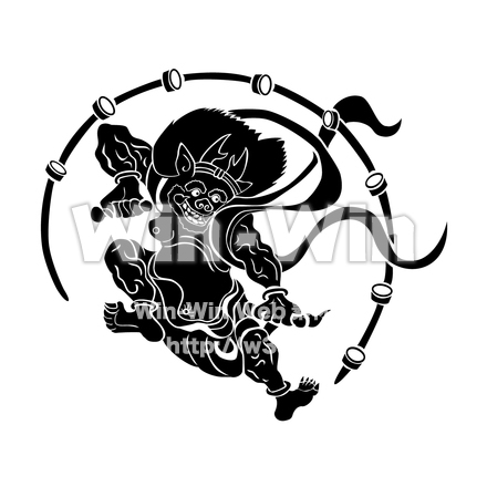 雷神のシルエット素材 W-024823