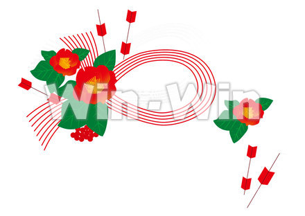 椿と水引のCG・イラスト素材 W-025261