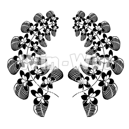 フランジパニの花輪のシルエット素材 W-025037