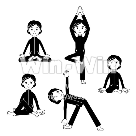 ヨガのシルエット素材 W-025982