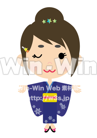 夏祭りの女の子イラストのCG・イラスト素材 W-024233