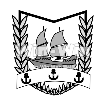 海賊船のエンブレムのシルエット素材 W-024129