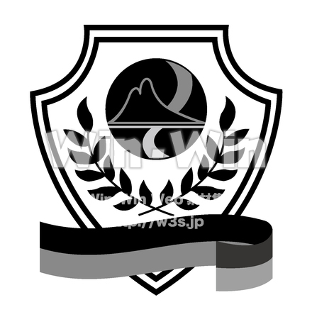 山モチーフエンブレムのシルエット素材 W-024938