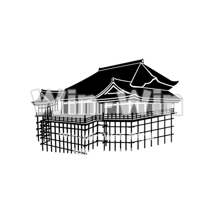清水寺のシルエット素材 W-024897