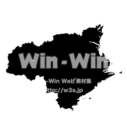 徳島県地図のシルエット素材 W-025822