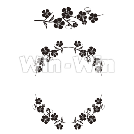 すもも花輪のシルエット素材 W-025819