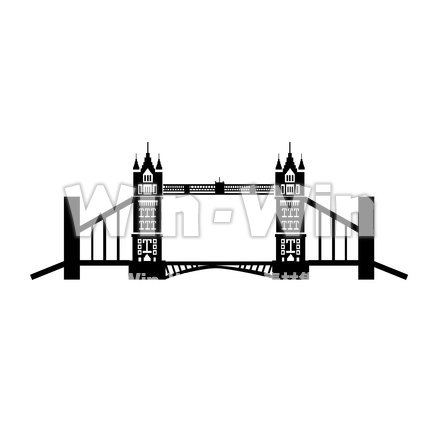 タワーブリッジのシルエット素材 W-025987